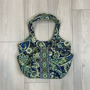 Vera Bradley Side by Side Large Tote Bag: Rhythm and Blues Pattern